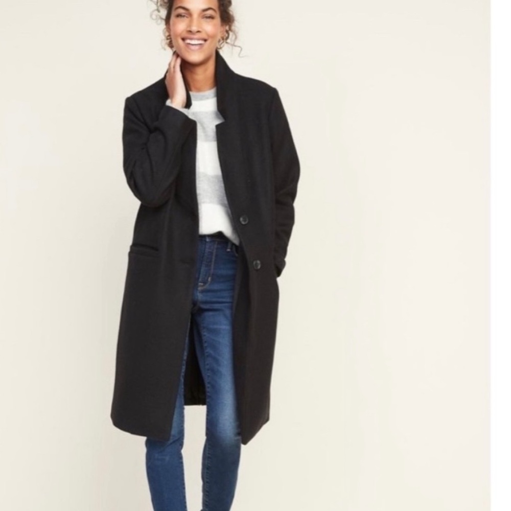 Old Navy Soft Brushed Oversized Black Overcoat